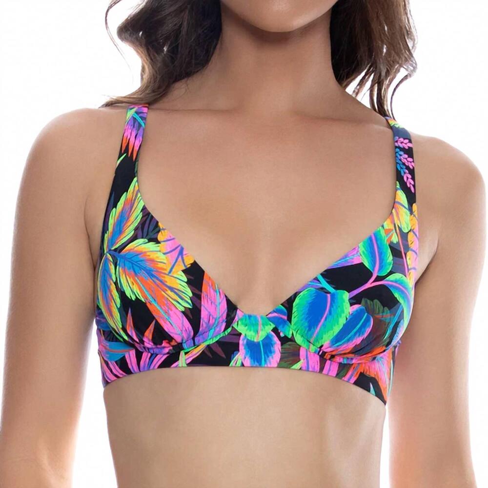 NEW LULI FAMA underwire plunge bikini top in neon nights